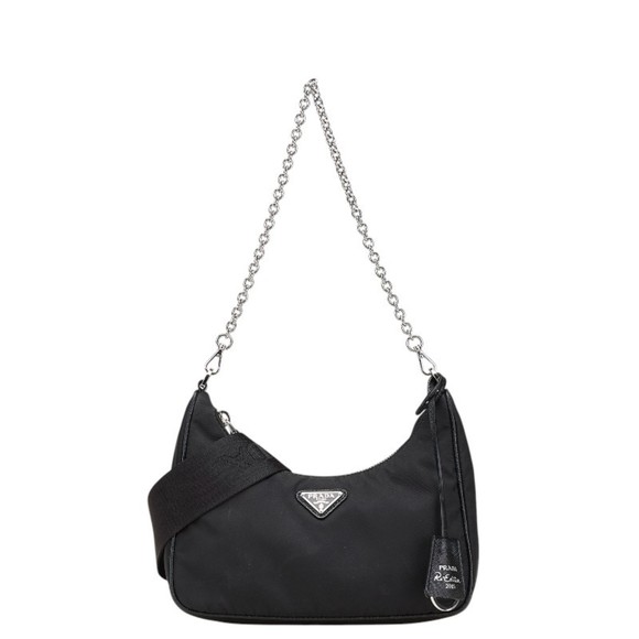 Prada Triangle Logo Plate Handbag/Shoulder Bag 2WAY 1BH204 Black Nylon Women'... - Picture 1 of 15